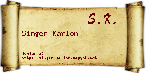 Singer Karion névjegykártya